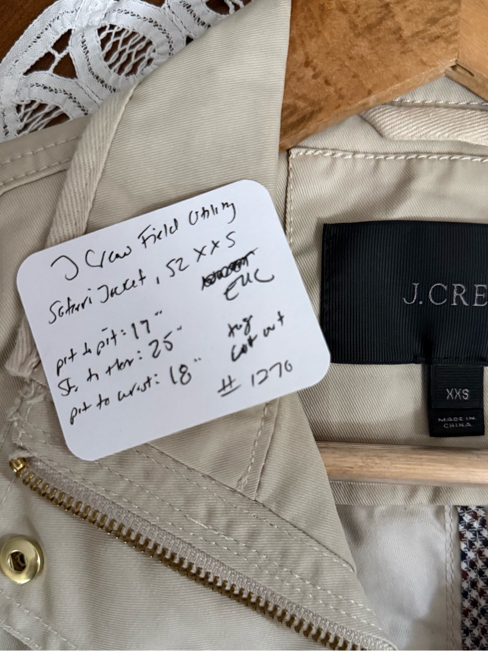 J.Crew Downtown Field Jacket XXS Khaki Beige Waxed Cotton Utility Safari Coat - Picture 13 of 13